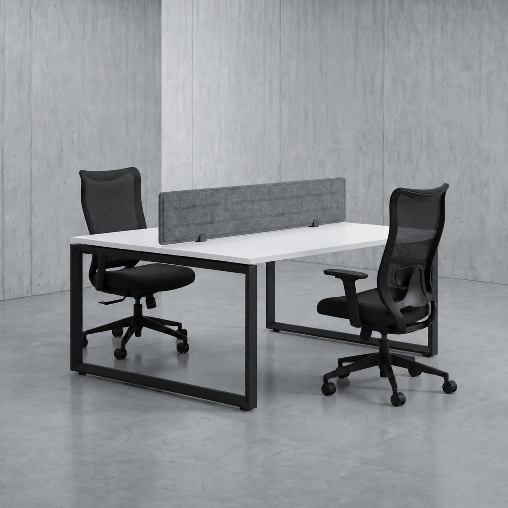 Zen X Face-to-Face 2 Seater Office Workstation 1600×1400mm | White Top | Black Metal Frame