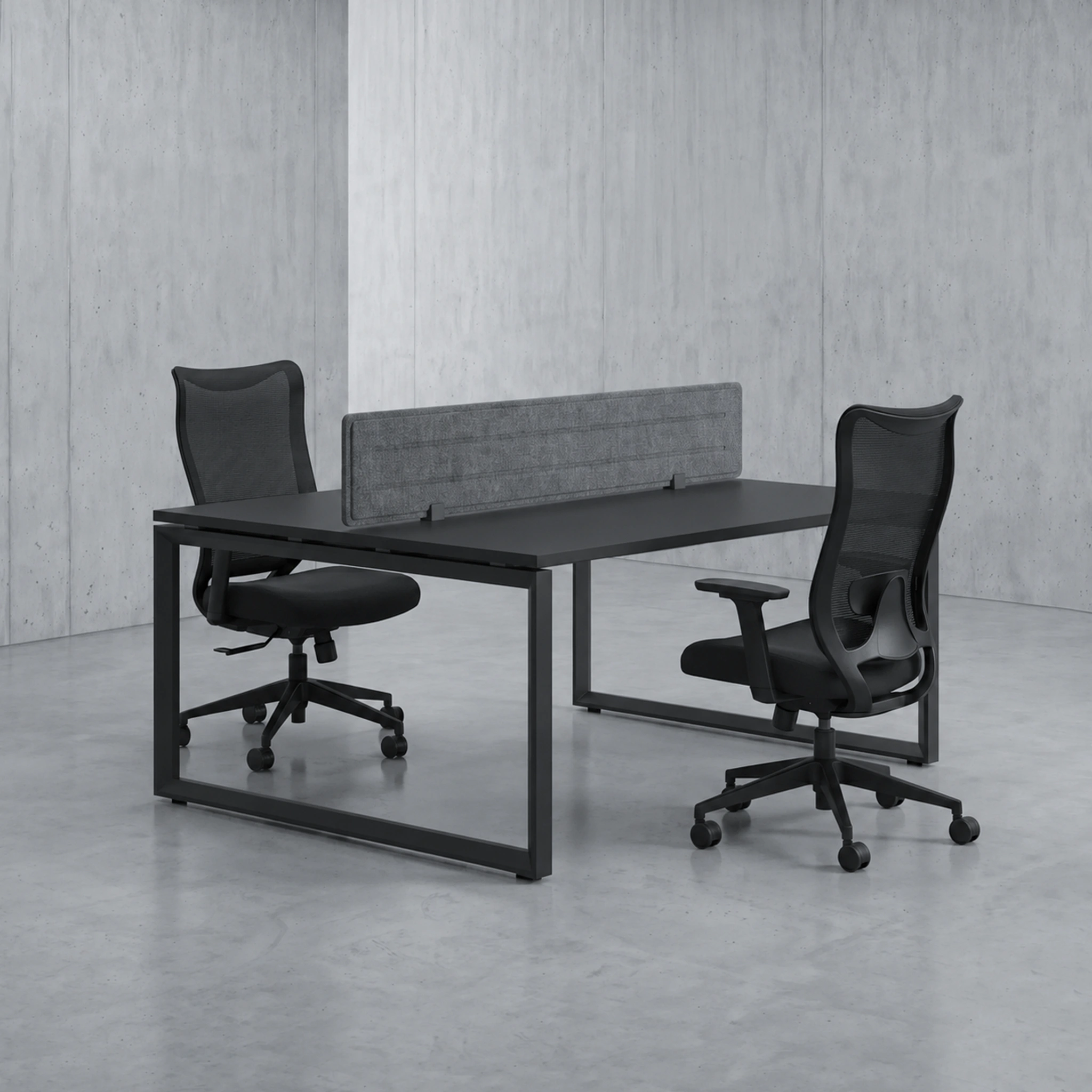 Zen X Face-to-Face 2 Seater Office Workstation 1600×1400mm | Black Top | Black Metal Frame