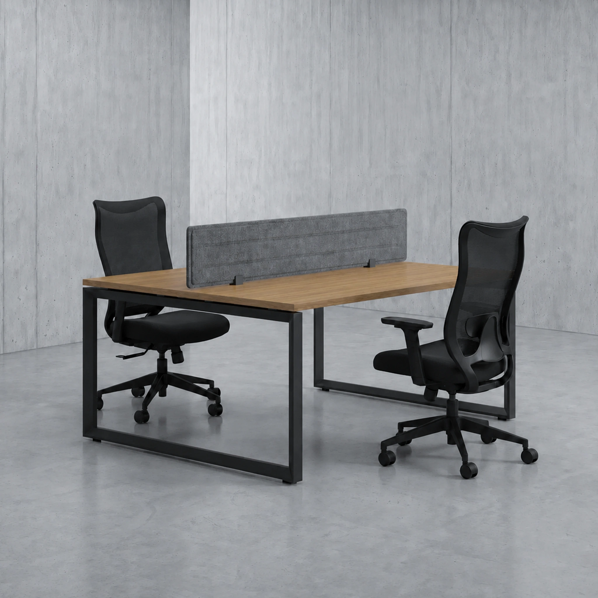 Zen X Face-to-Face 2 Seater Office Workstation 1600×1400mm | Beech Top | Black Metal Frame