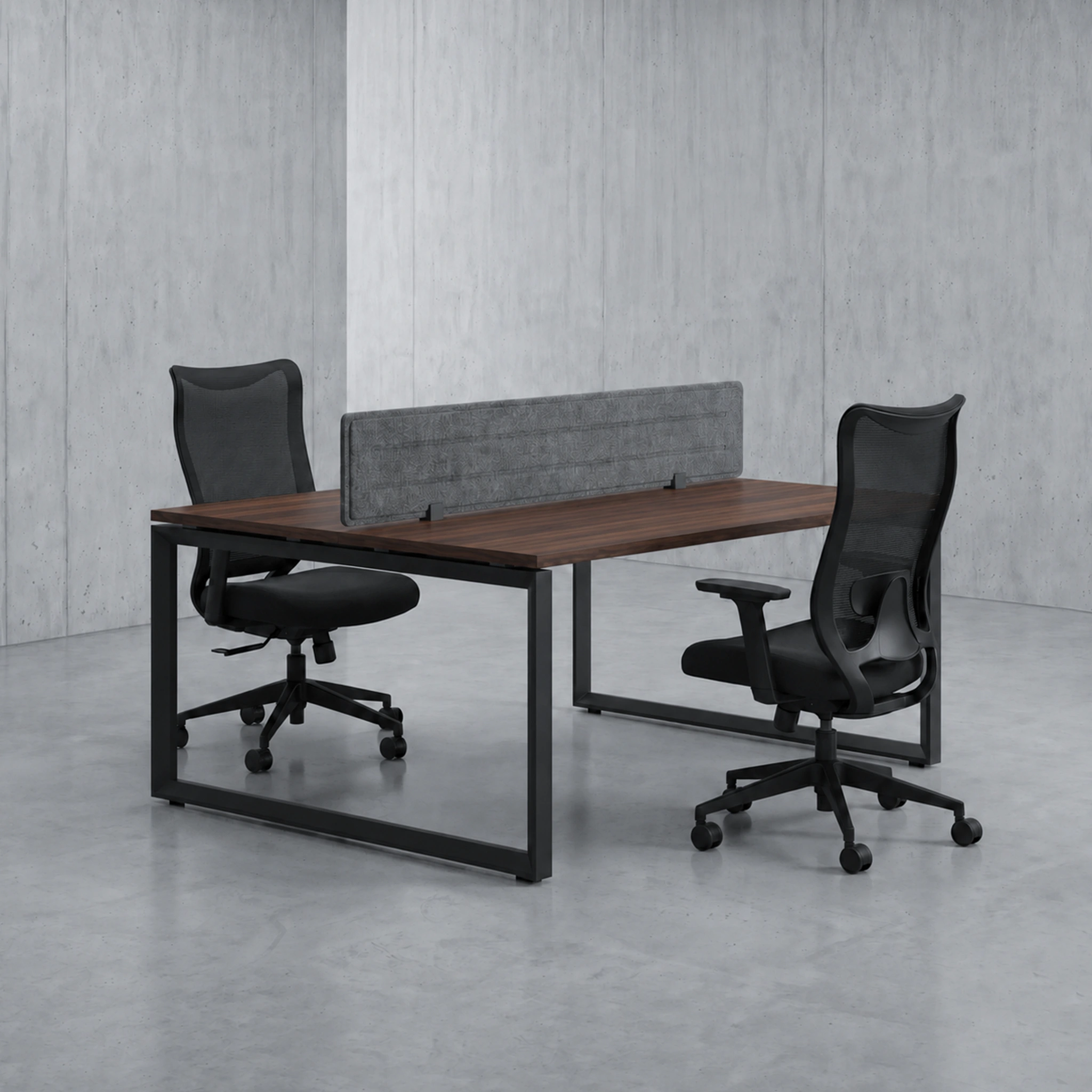 Zen X Face-to-Face 2 Seater Office Workstation 1600×1200mm | Walnut Top | Black Metal Frame