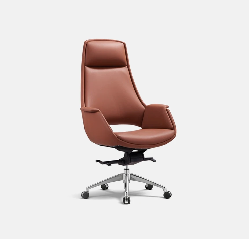 Ace High Back Leather Chair -Tan Brown