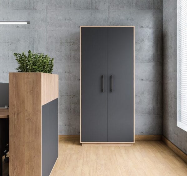 High Cabinet – Perfect Storage Solution for Modern Offices The High Cabinet is the ultimate storage solution, combining functionality with sleek modern design, ideal for office or conference room settings. Crafted with striking clear lines and chamfered fronts, it seamlessly complements contemporary interiors. Its push-to-open handleless doors offer a minimalist aesthetic, opening effortlessly with a single touch.